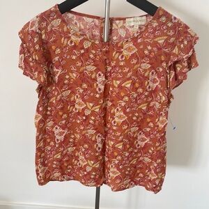 Cynthia Rowley Orange Cottagecore Paisley Blouse
